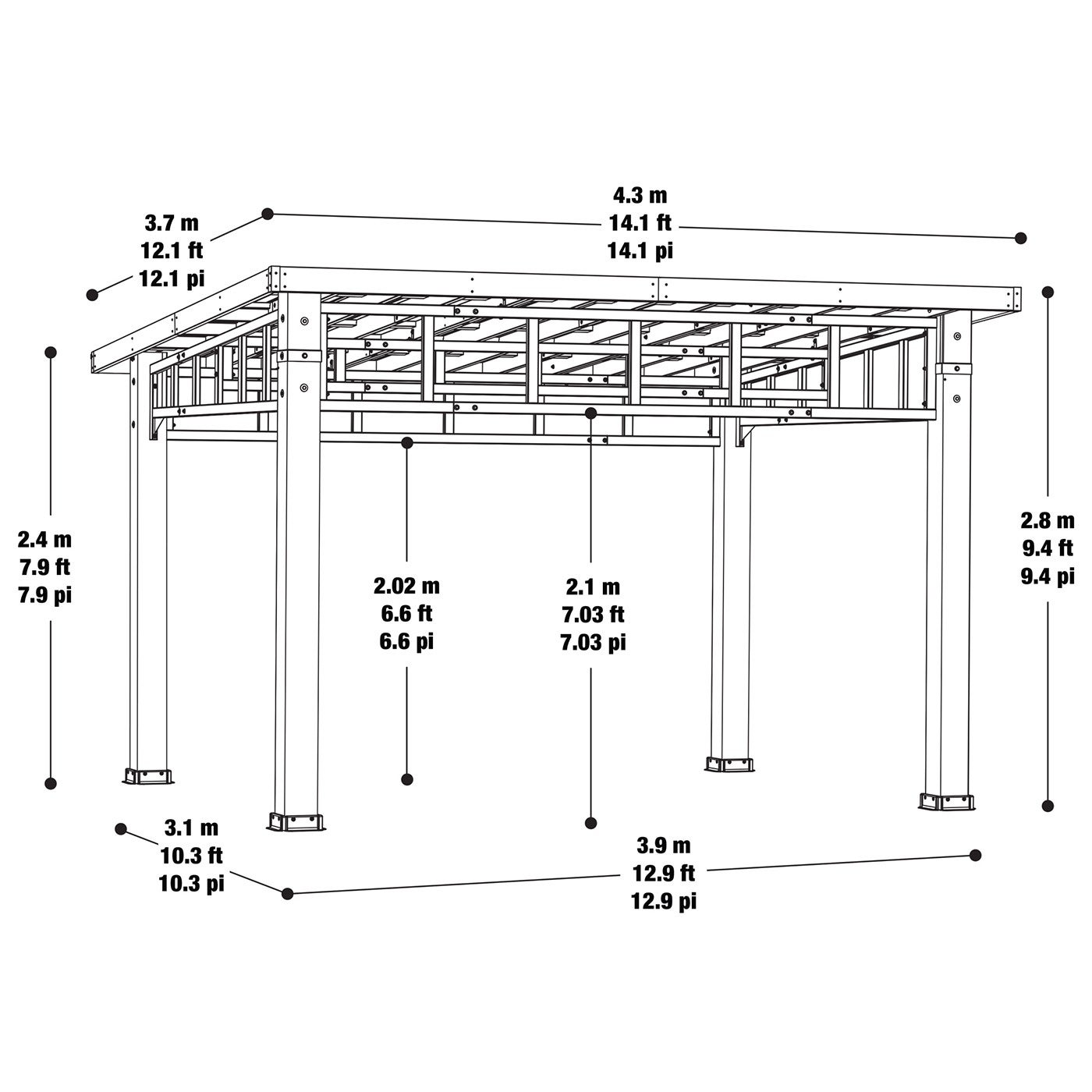 EC YARDISTRY GAZEBO7.6X7.6呎戶外遮陽亭長233寬233高259 CM