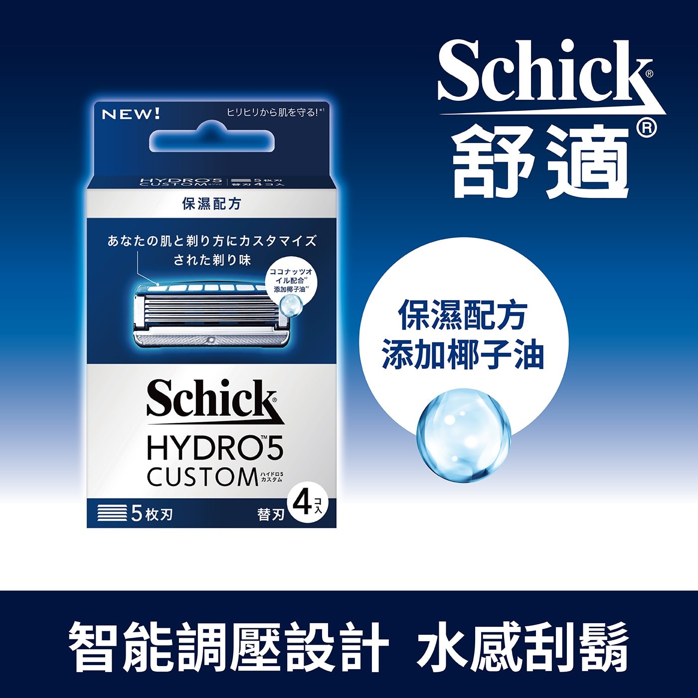 水次元5辨型刮鬍刀片8入 保濕配方3.安全防護條