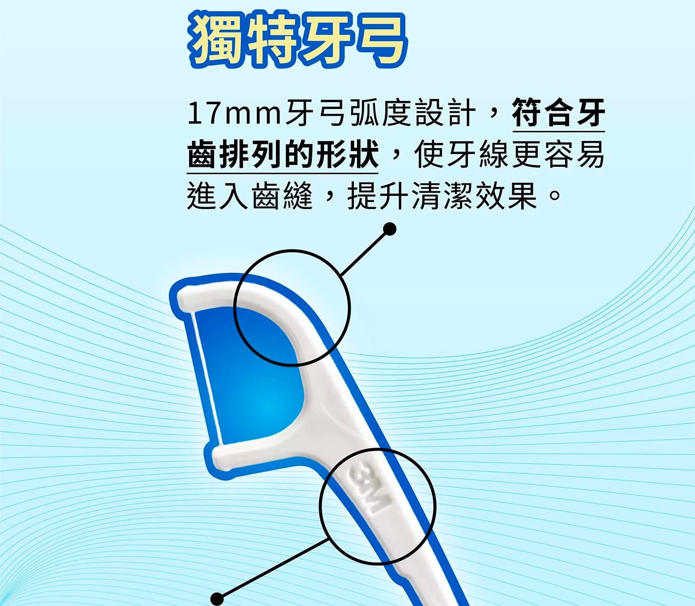 3M 細滑牙線棒組合包 1080支握柄加寬,施力輕鬆