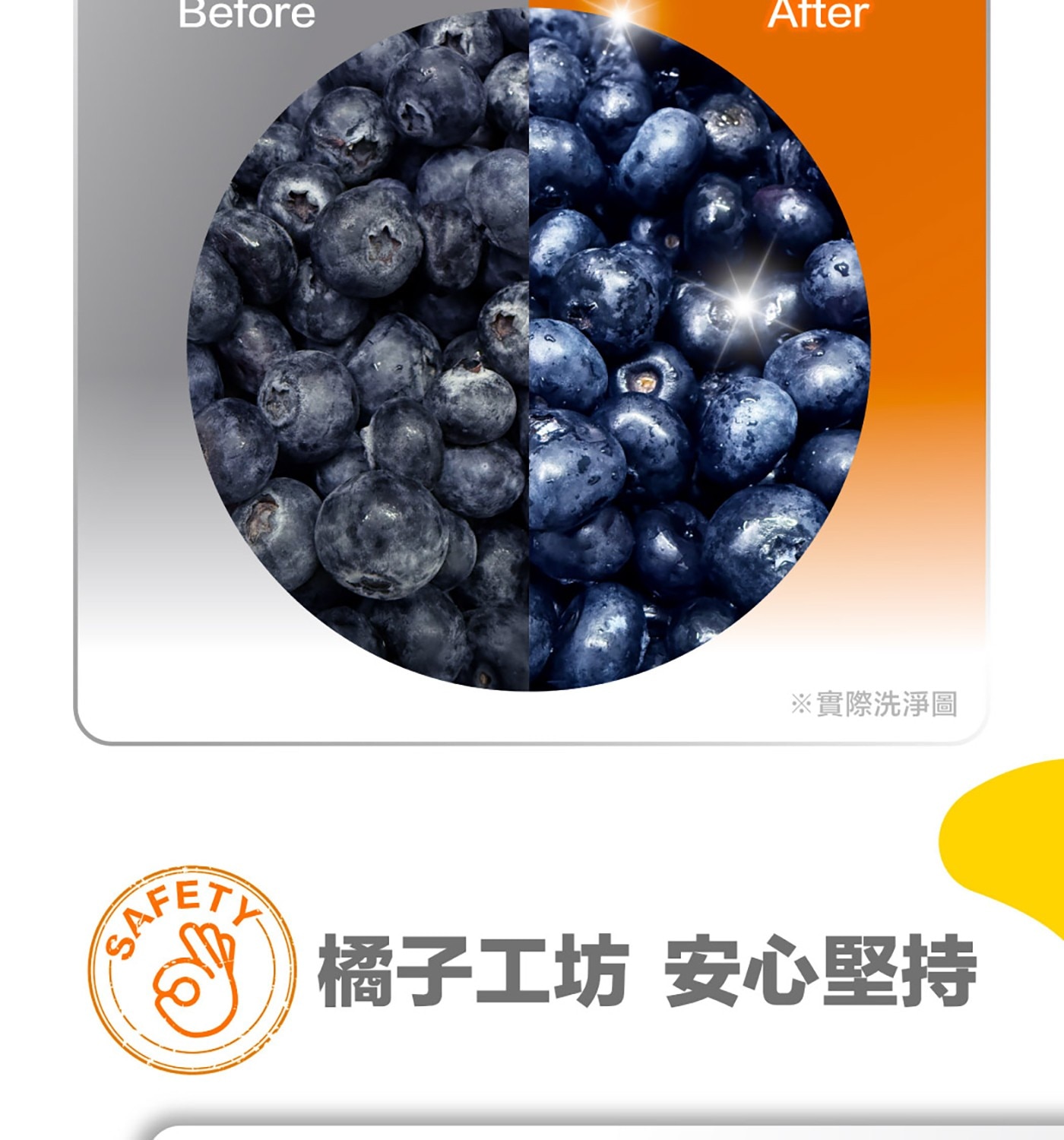 Betore After 實際洗淨圖 SAFETY 橘子工坊 安心堅持