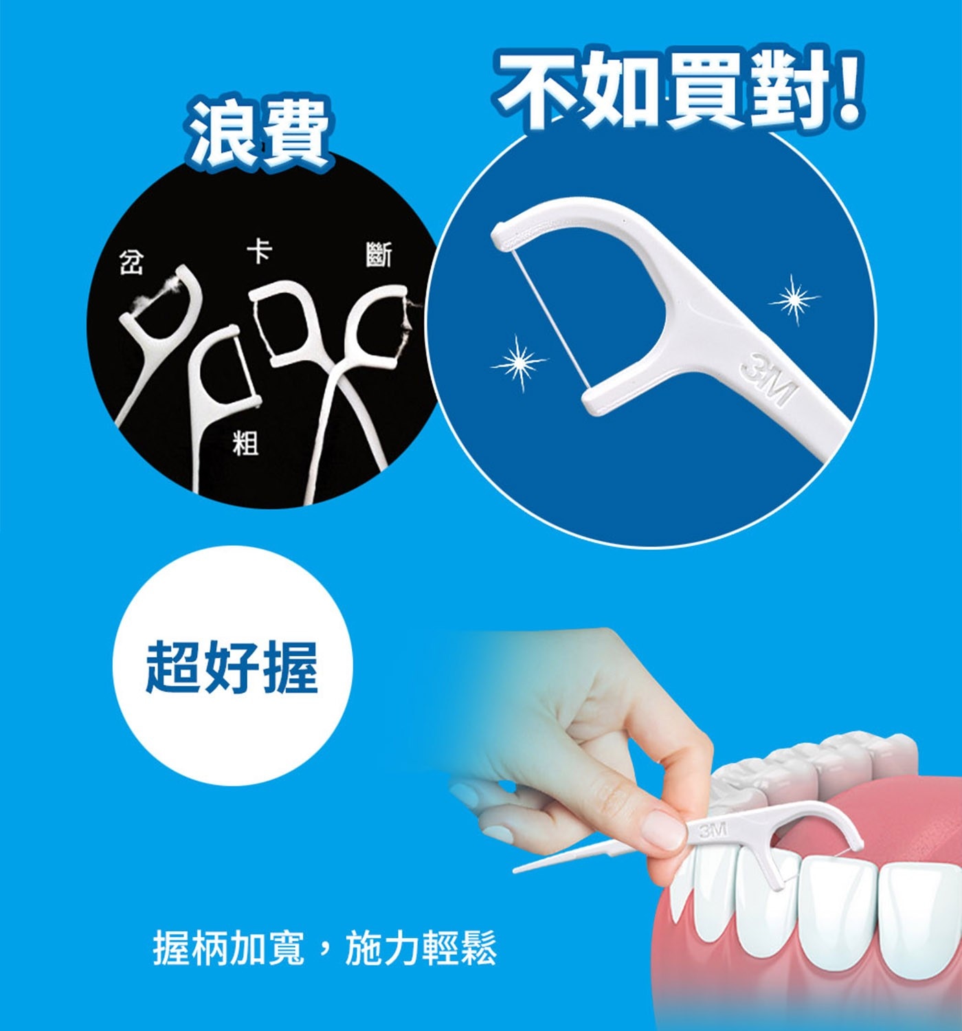 3M 單線牙線棒單支包 3000 支有助於深入清潔難刷部位牙菌斑
