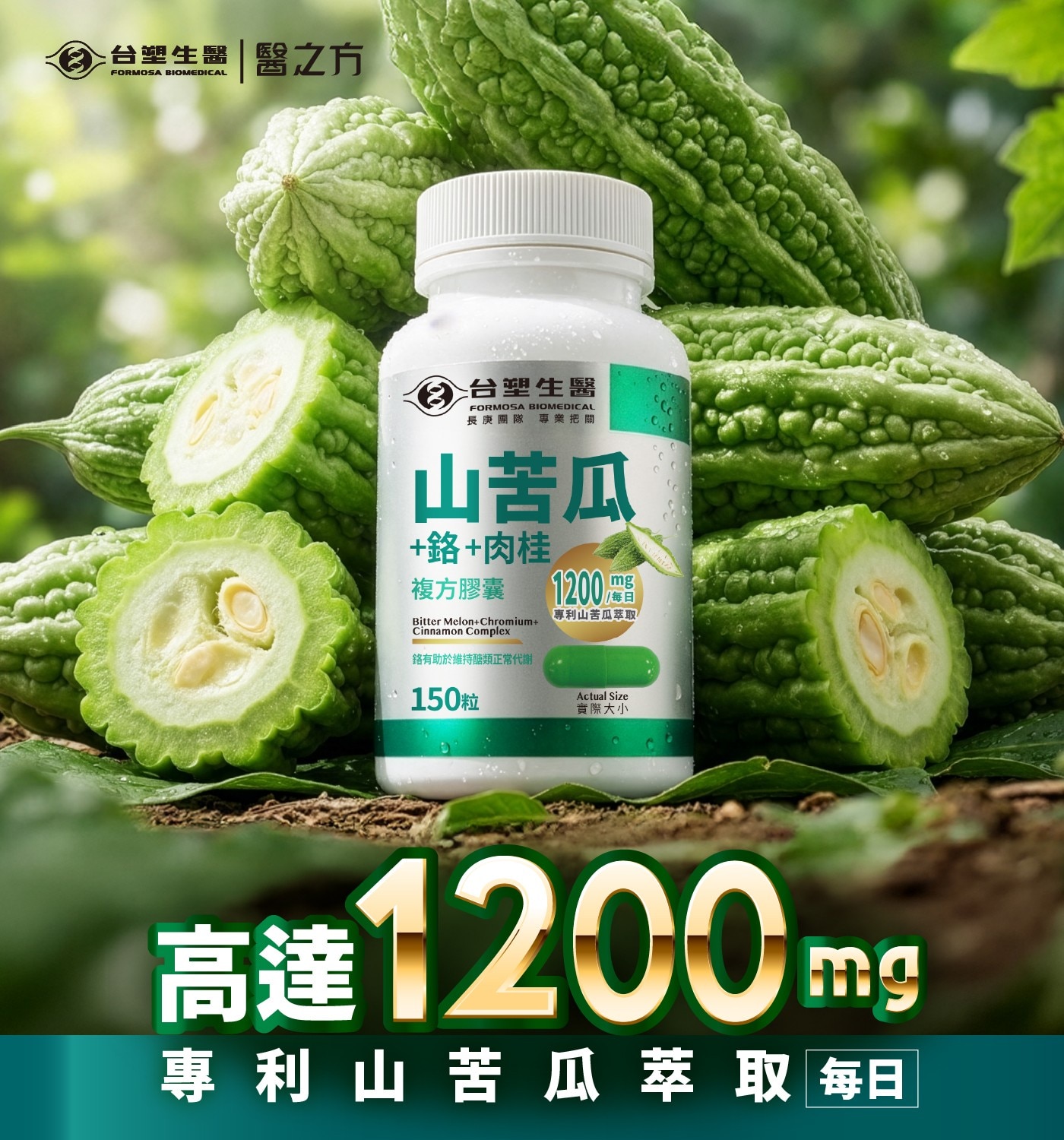 台塑生醫 醫之方 FORMOSA BIOMEDICAL 長庚團隊 專業把關 山苦瓜 鉻肉桂 複方膠囊 Bitter MelonChromium Cinnamon Complex...