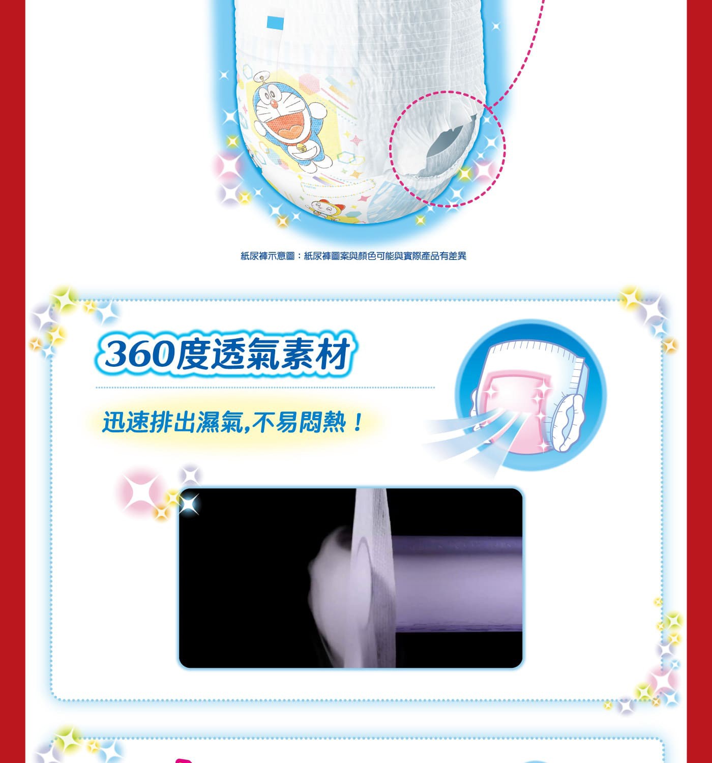 滿意寶寶，哆啦A夢輕巧褲，日本境內版原裝進口，親膚不刺激，呵護寶寶粉嫩屁屁，溫柔包覆，盡情玩耍都不漏!