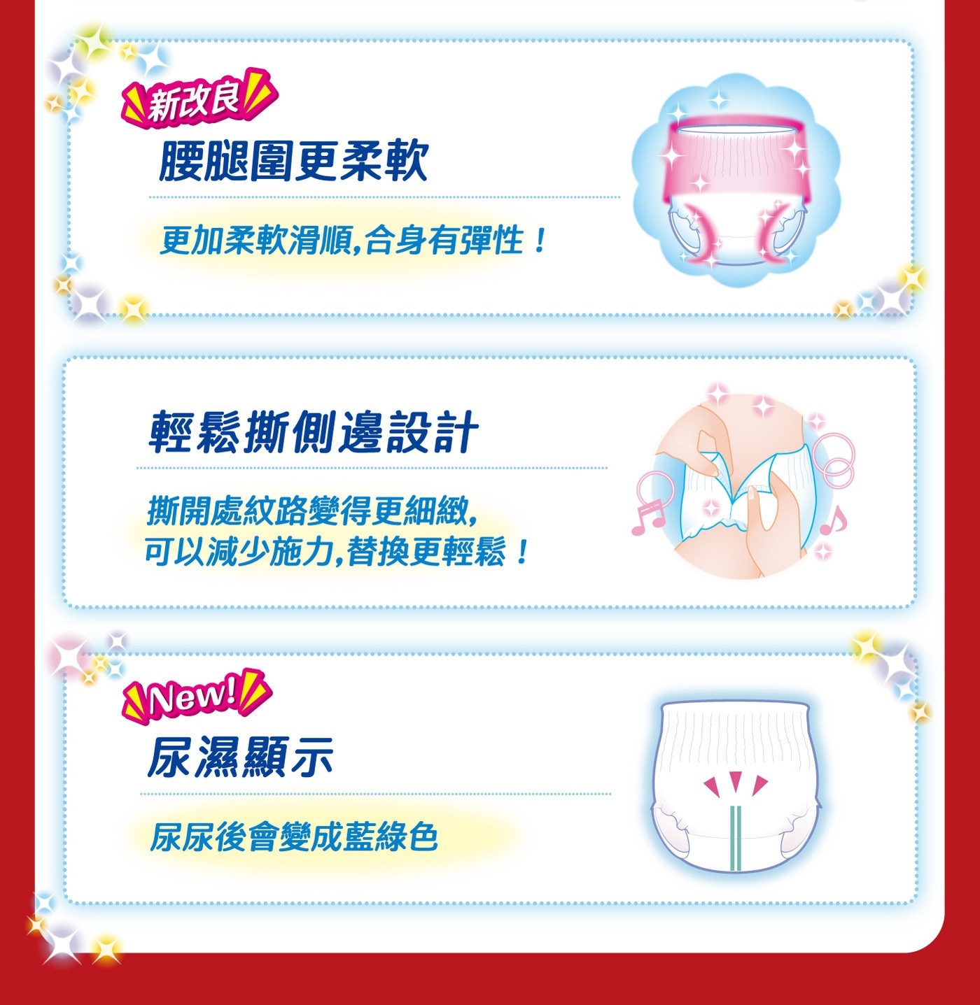 滿意寶寶，哆啦A夢輕巧褲，日本境內版原裝進口，親膚不刺激，呵護寶寶粉嫩屁屁，溫柔包覆，盡情玩耍都不漏!
