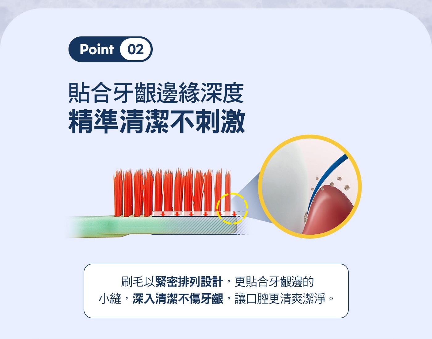 貼合牙齦邊緣深度精準清潔不刺激