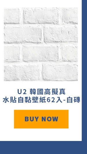 U2 韓國高擬真水貼自黏壁紙62入-白磚