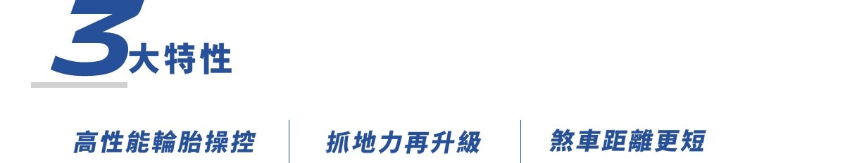 Michelin PILOTSPORT3 具有3大特性:高性能輪胎操控、抓地力再升級、煞車距離更短。