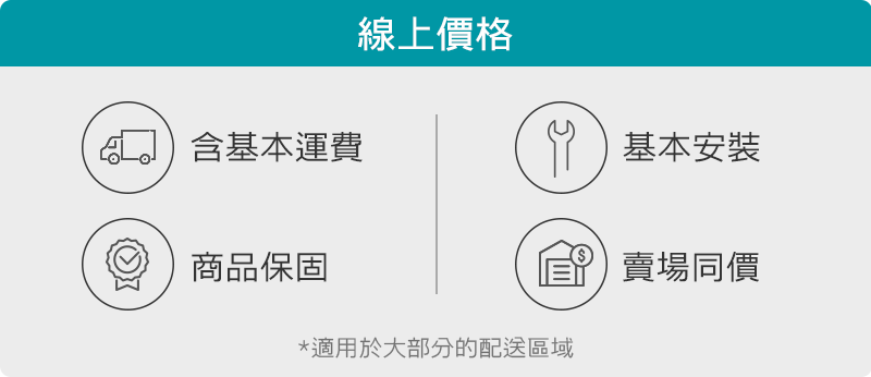 家電線上價格含基本運費 安裝 產品保固 與賣場同價