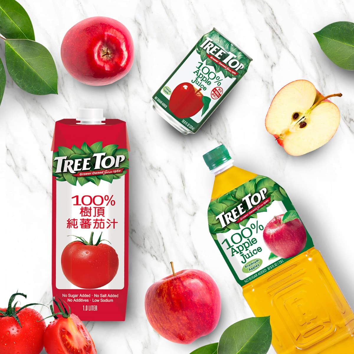 美國Tree Top 樹頂蘋果汁無添加糖、無人工添加物、無人工色素、無防腐劑的純果汁，好喝又無負擔。