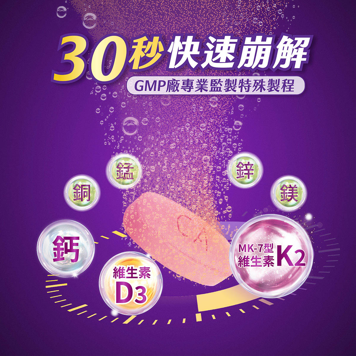 Caltrate 挺立30秒開始崩解