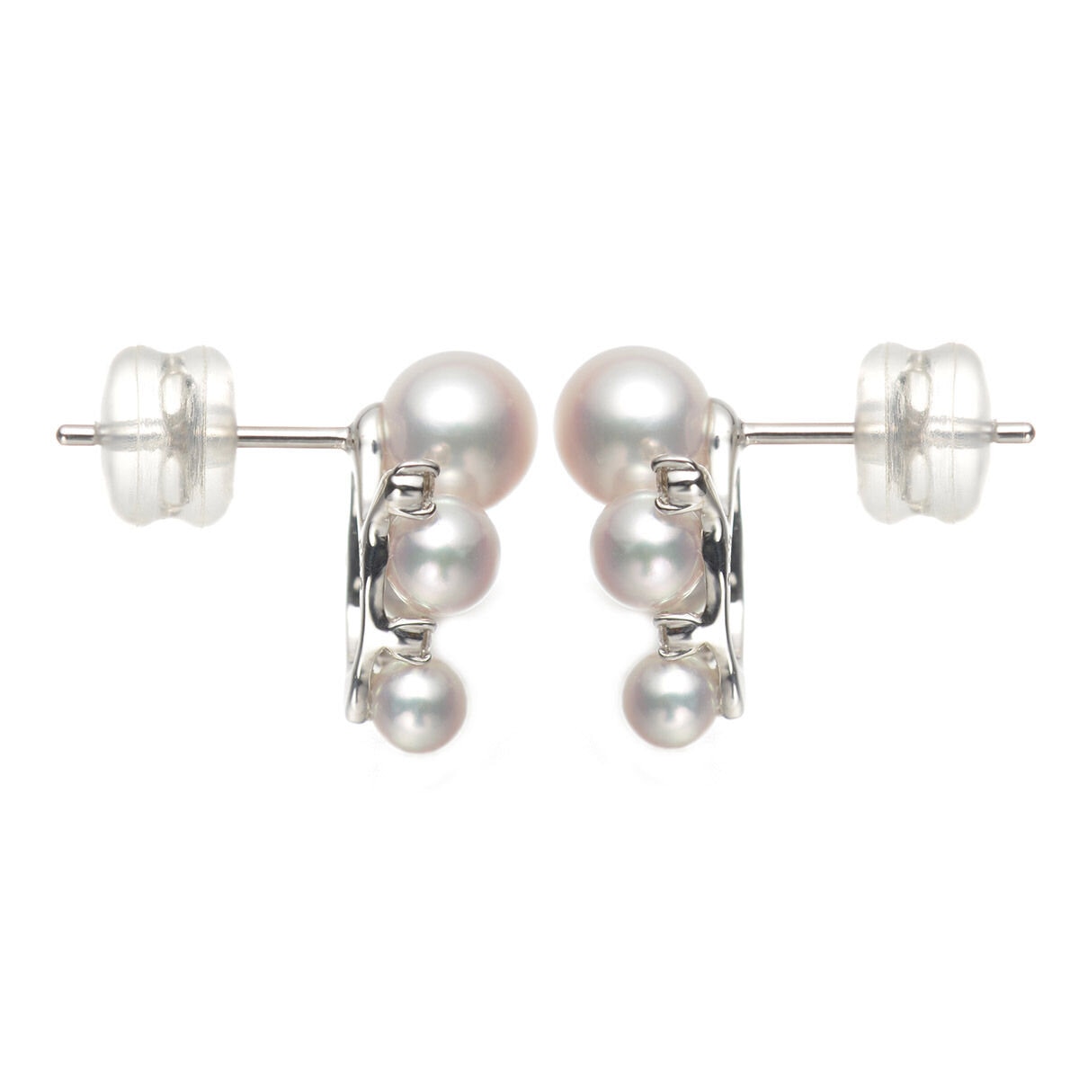 Tokyo Pearl 0.1克拉 18K白K金 3.5公釐 - 6.0公釐 Akoya珍珠鑽石耳環 - 139123