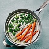 Tramontina 不沾陶瓷深煎鍋 含玻璃上蓋 & 廚具 7 件組 月光白