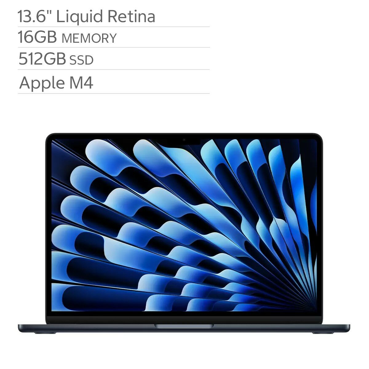 Apple 13吋 MacBook Air 搭配 Apple M4 晶片 10 核心 CPU 10 核心 GPU 16GB 512GB SSD 午夜色