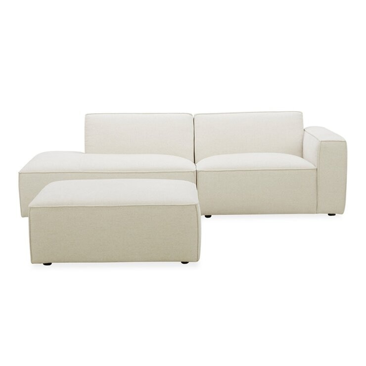 Aiden & Ivy 布面可移動式沙發附腳凳 米