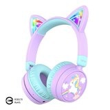 iClever BTH21 炫光無線兒童耳機 紫綠色