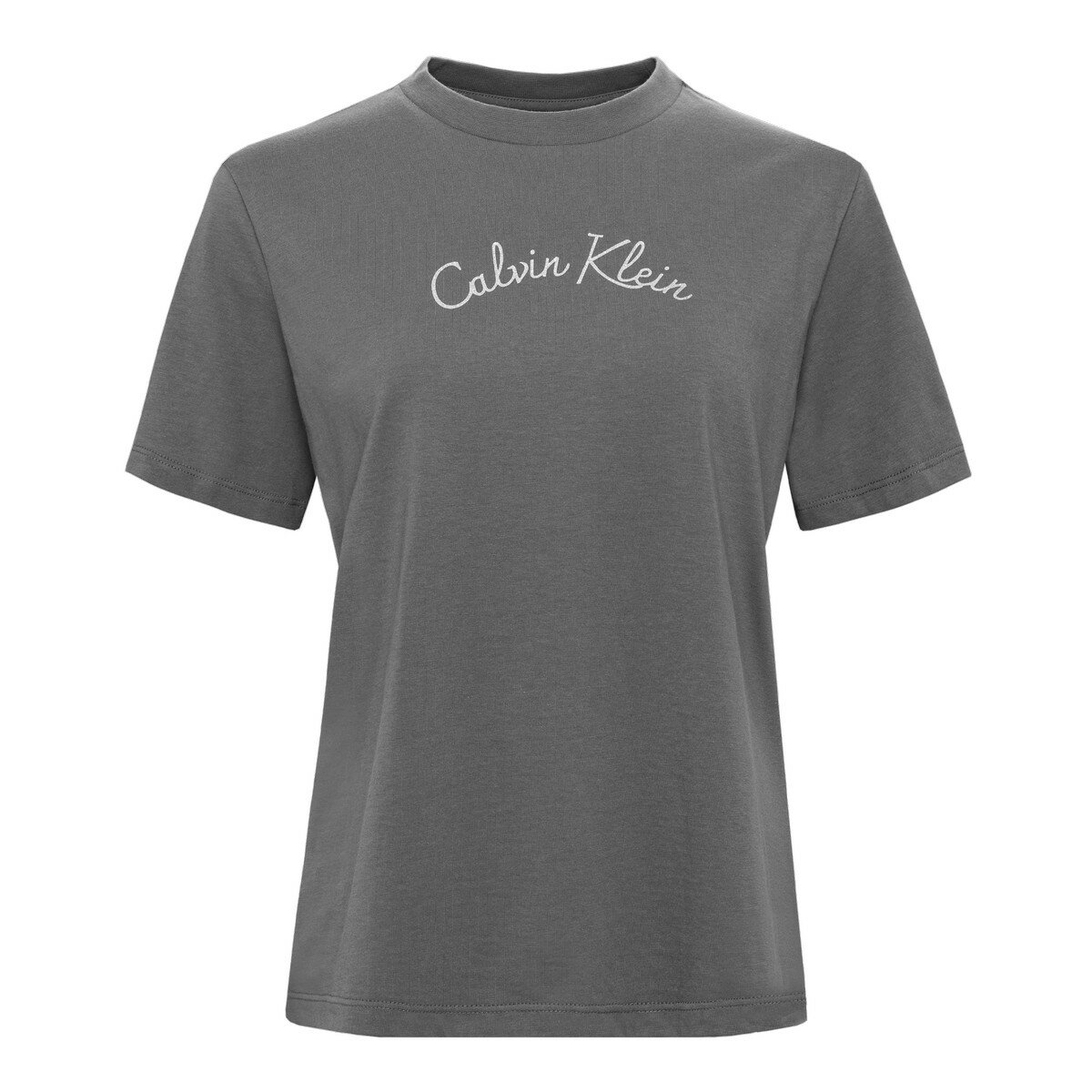 Calvin Klein Jeans 女Logo短袖圓領上衣 灰