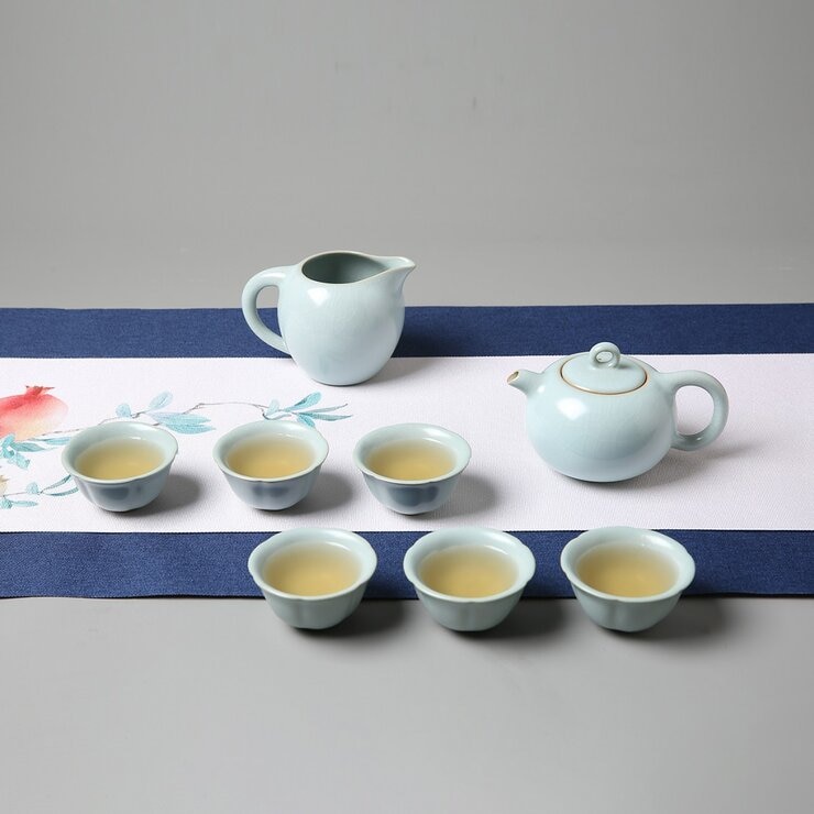 陸寶 汝窯圓珠壺茶組 9件組