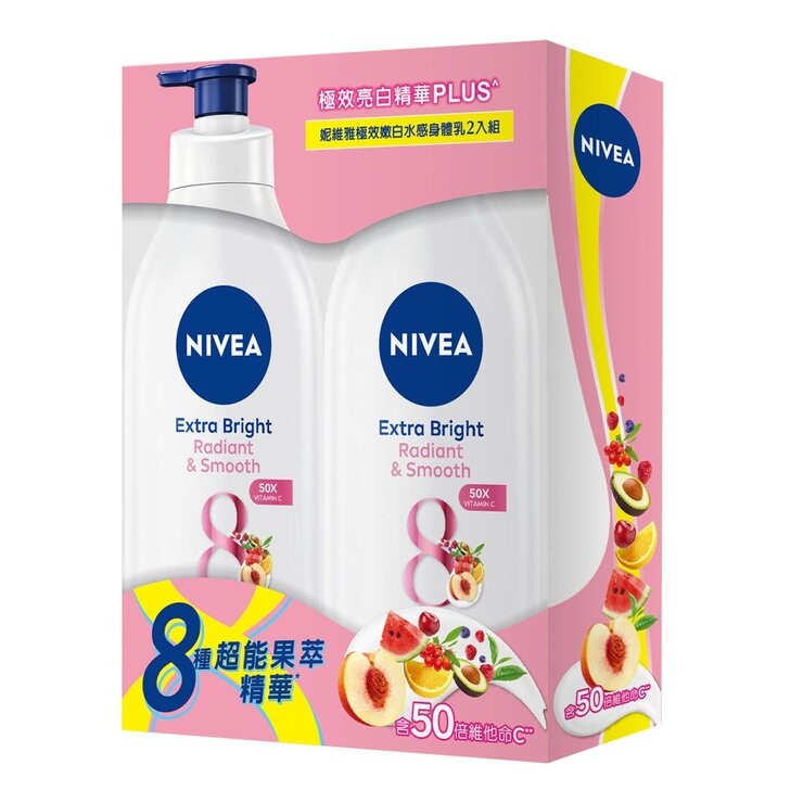 妮維雅 極效嫩白水感身體乳 550毫升 X 2入