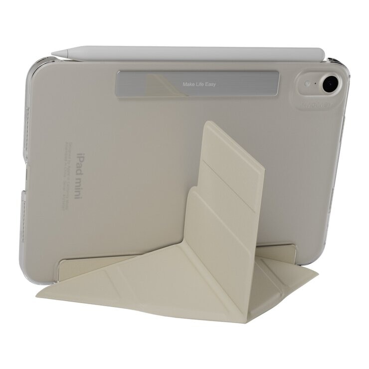 MAGEASY Facet 全方位支架透明背蓋保護套 iPad mini 7 2024 / A17 Pro / iPad mini 6 2021 星光白