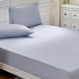 La Belle 雙人200織純棉素色床包枕套 3件組 150公分 X 186公分  淺藍灰
