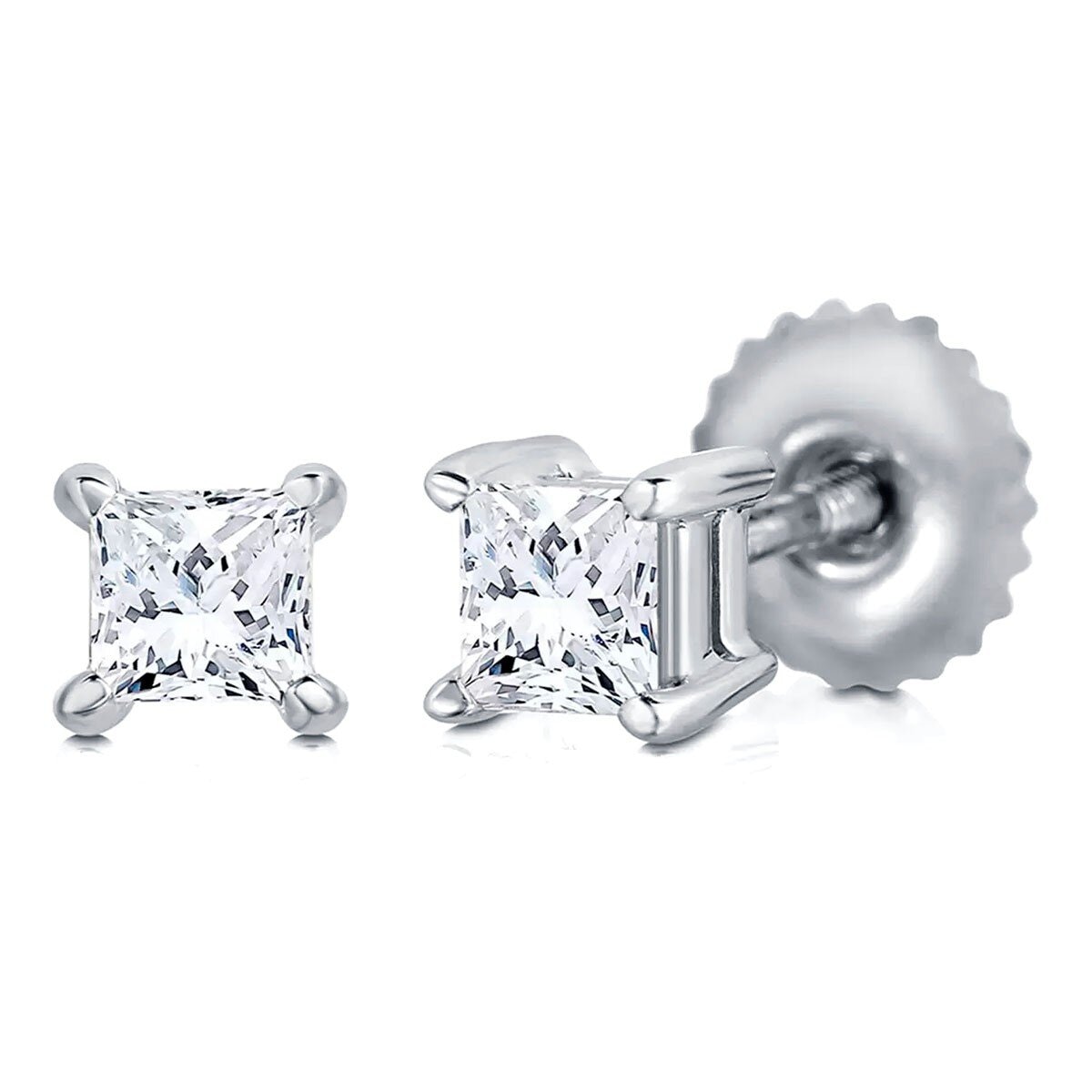 0.5克拉 18K白K金 公主方形鑽石耳環 VS2/I 0.5克拉 18K白K金 公主方形鑽石耳環 VS2/I