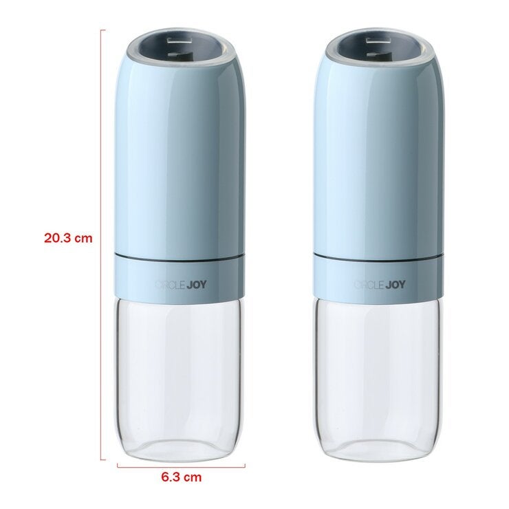 Circle Joy 不鏽鋼電動調味料研磨機 2件組 淺藍 Circle Joy 不鏽鋼電動調味料研磨機 2件組 淺藍
