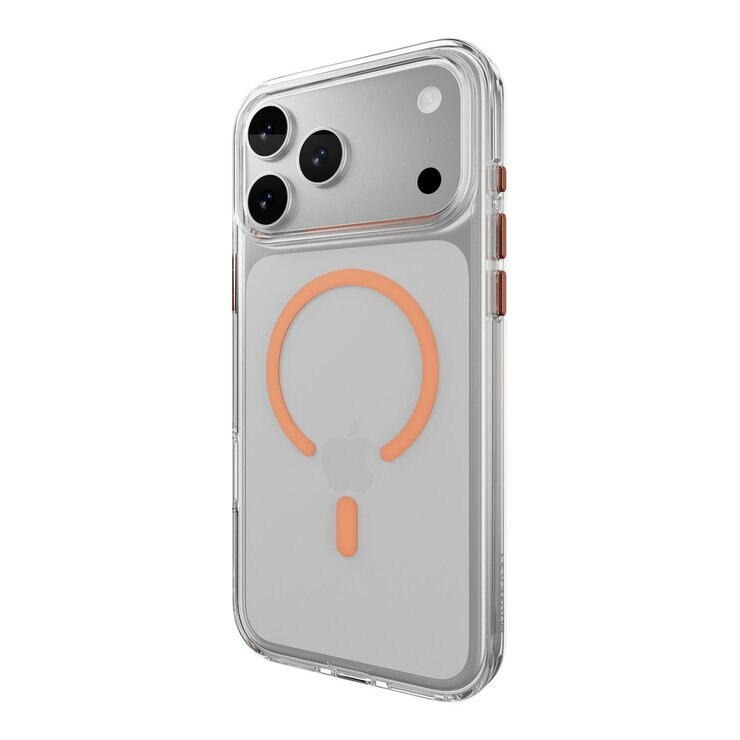 MAGEASY Bright M 不發黃軍規磁吸透明殼 iPhone 17 Pro(珊瑚磁圈) + 鏡頭保護貼Lenz(迷霧) + Vetro 9H 鋼化玻璃保護膜