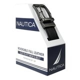 Nautica 男真皮可翻轉皮帶 黑色