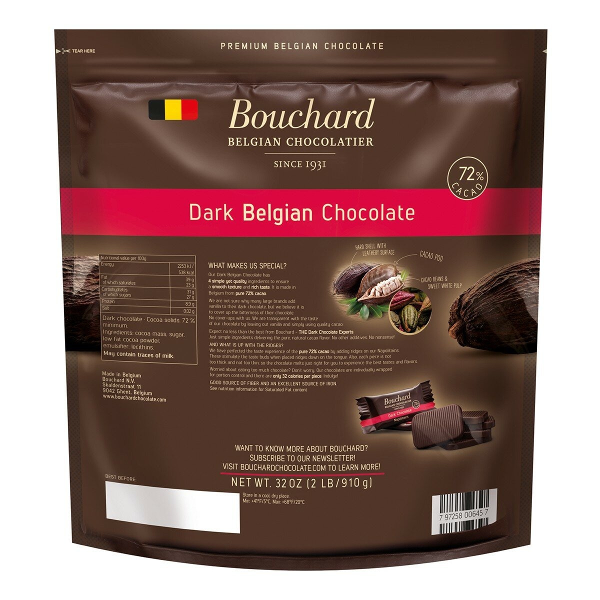 Bouchard 72% 黑巧克力 910公克 Bouchard 72% 黑巧克力 910公克