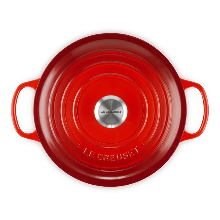 Le Creuset 雙耳圓形鑄鐵鍋 含鋼頭鍋蓋 26公分 櫻桃紅