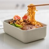 SWANZ 天鵝瓷 不沾石墨烯保鮮盒 800毫升 + 1100毫升 含蓋4件組 米白 + 藍