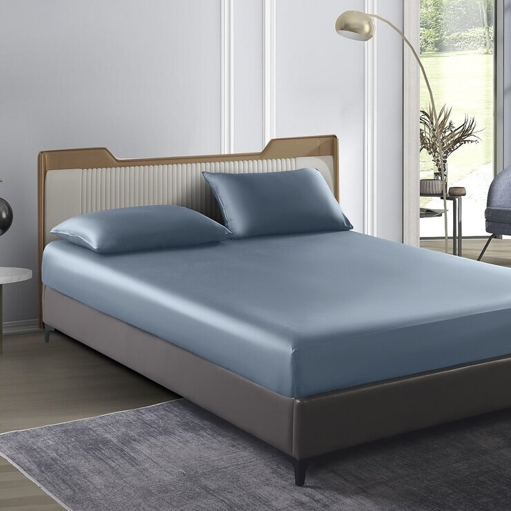 Don Home 萊賽爾素色雙人特大被套床包六件組 182公分 X 212公分 霧藍