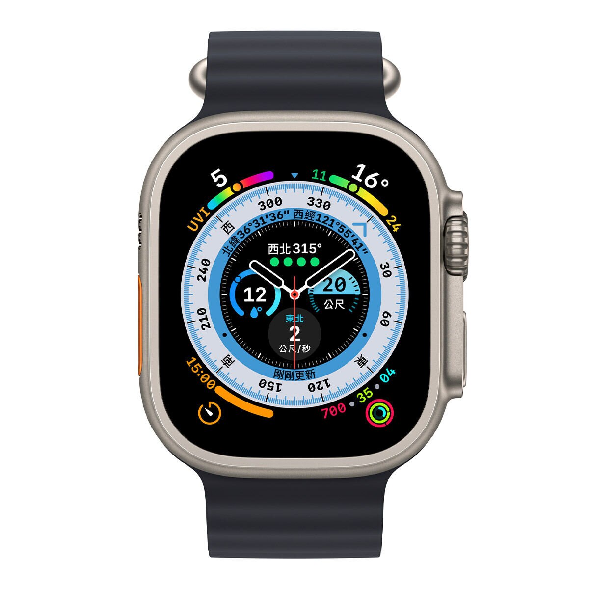 Apple Watch Ultra (GPS + 行動網路) 49公釐鈦金屬錶殼海洋錶帶