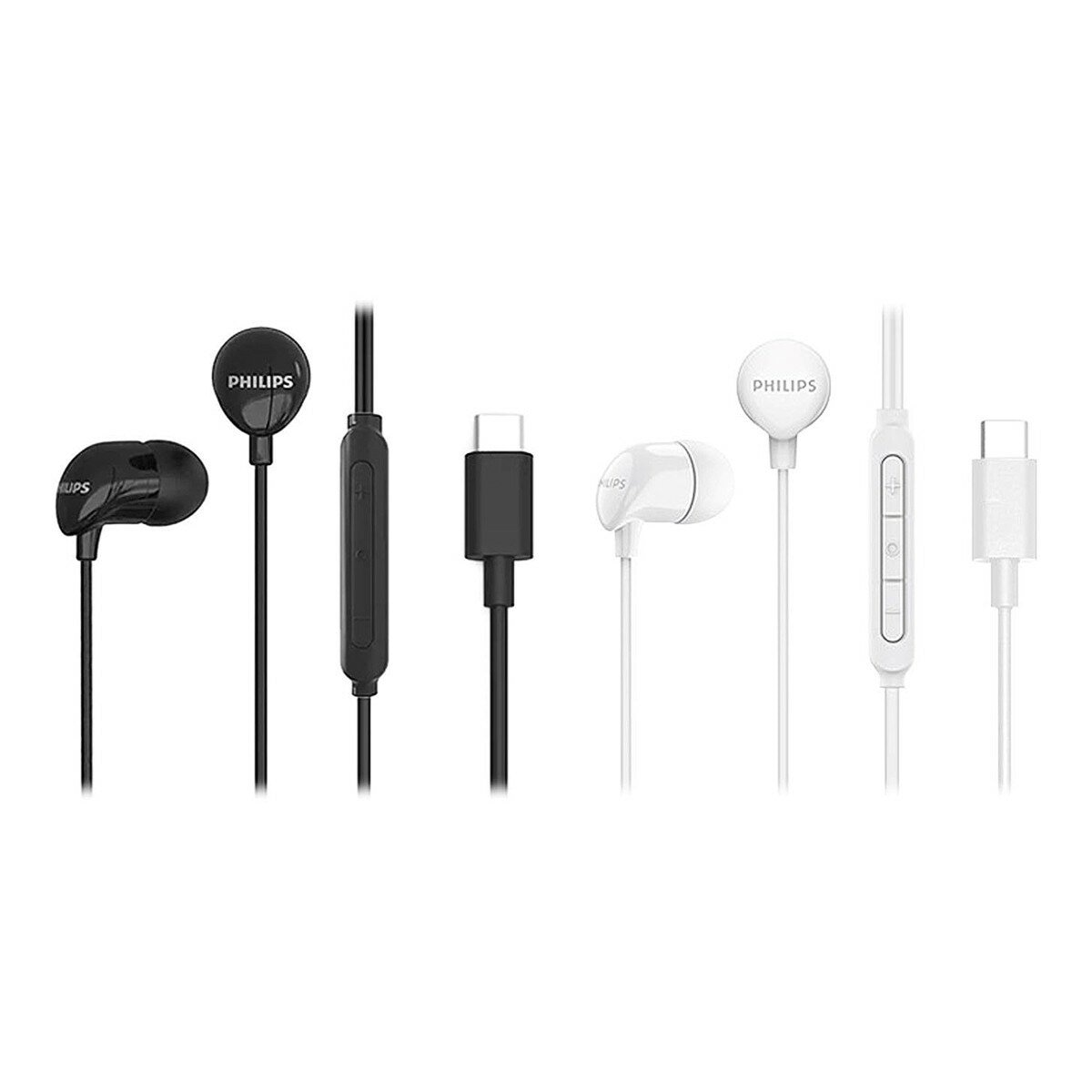 飛利浦 入耳式 Type-C 耳機附麥克風 TAE2146 兩入組 黑/白