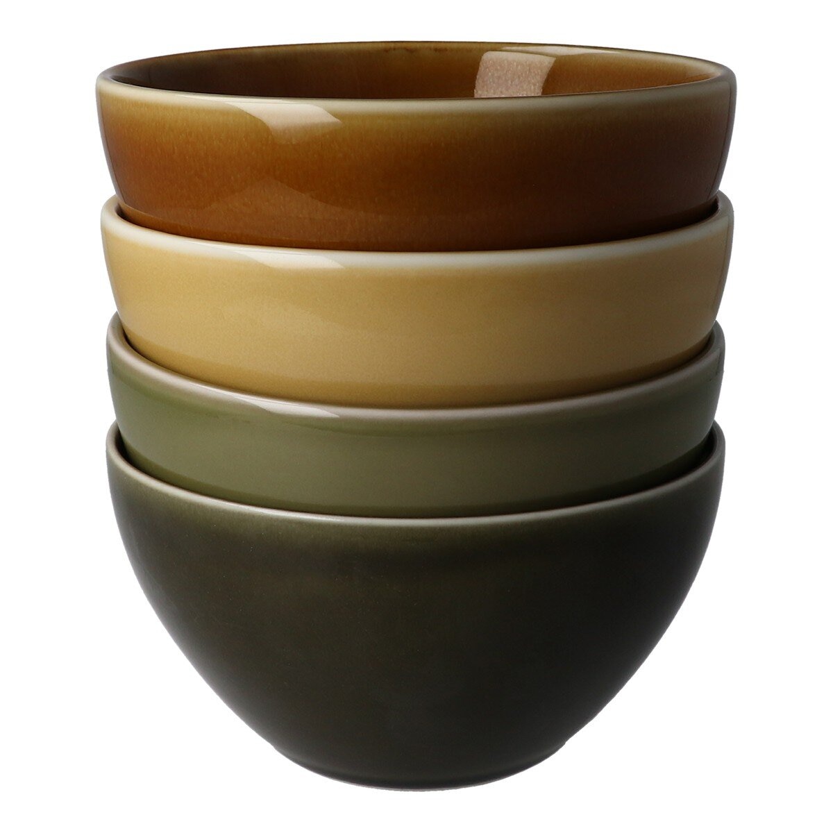 Minoyaki 日本製美濃燒飯碗 4件組 綠色+黃色