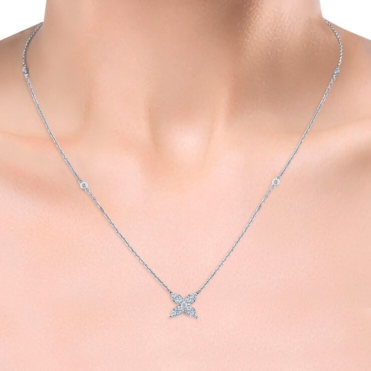 0.50 克拉 14K白K金 圓形鑽石項鍊 VS2/I