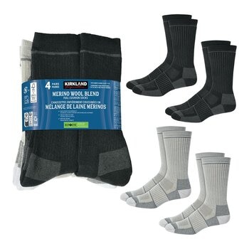科克蘭 美麗諾羊毛混紡戶外襪4入