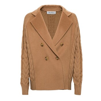 Max Mara 女雙排釦羊毛針織外套 淺棕 M