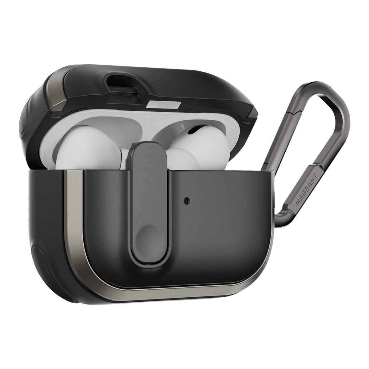 MAGEASY Odyssey 抗衝擊磁扣手繩耳機殼 AirPods Pro 1 & 2 金屬黑