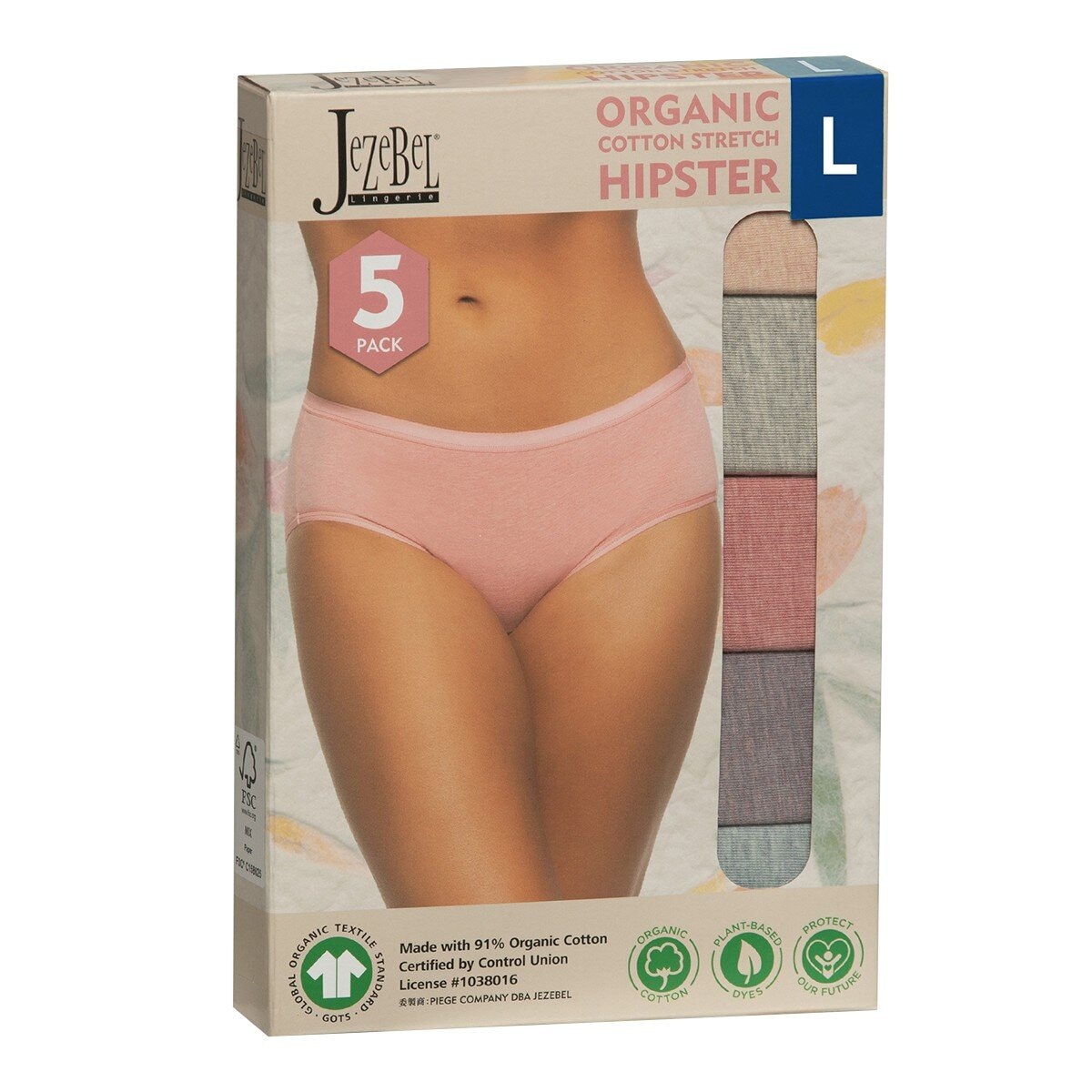 Jezebel 女有機棉內褲 5入組 L
