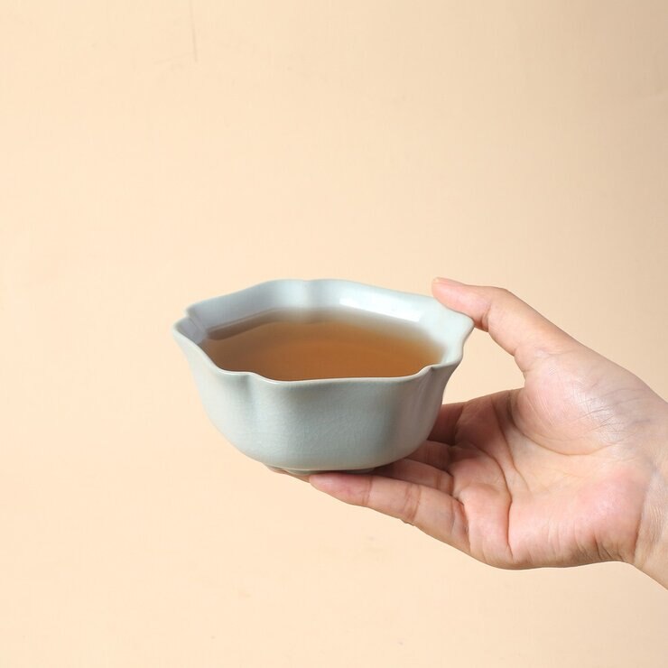 陸寶 汝窯五瓣皿 2件組