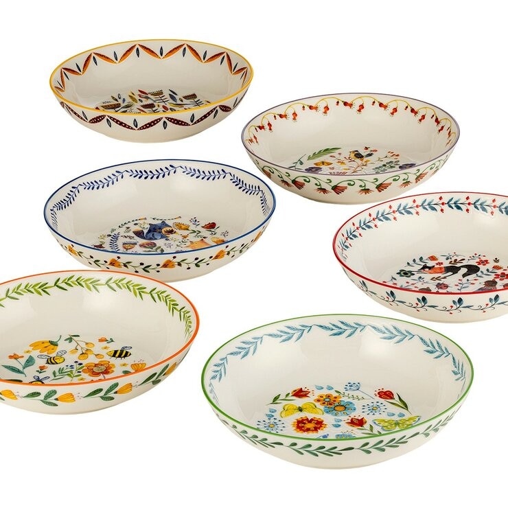 Signature 森林動物彩繪陶碗 X 6件組
