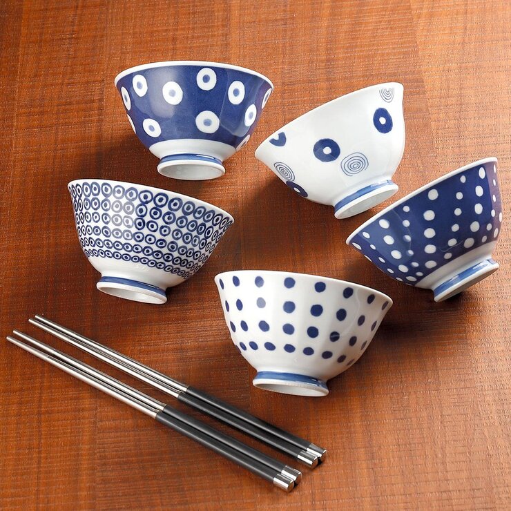 西海輕量波佐見燒飯碗及304不鏽鋼筷 X 各5組
