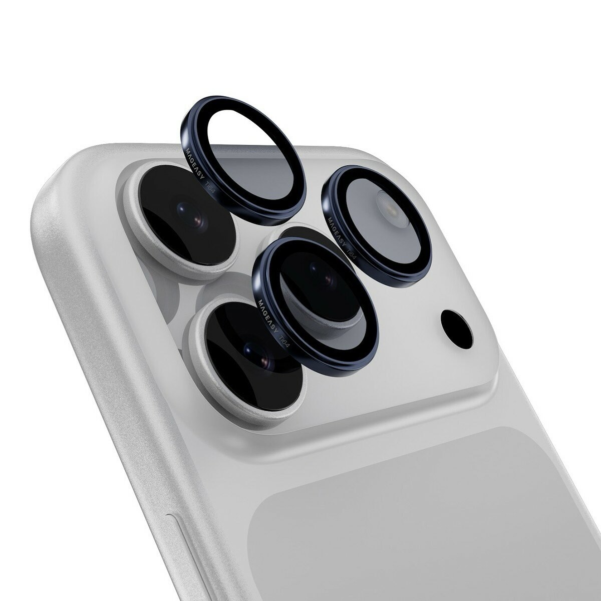 MAGEASY Bright M 不發黃軍規磁吸透明殼 iPhone 17 Pro(珊瑚磁圈) + 鏡頭保護貼Lenz鈦合金(午夜鈦) + Vetro 9H 鋼化玻璃保護膜