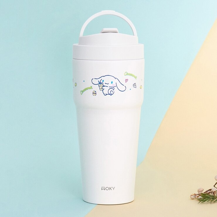 WOKY 沃廚 X 三麗鷗 渾圓杯雙層陶瓷保冷保溫杯 750毫升 X 2件組 大耳狗 花海柔繞 + 青檸