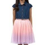 Zunie 女童牛仔拼接洋裝 粉紫漸層 6T