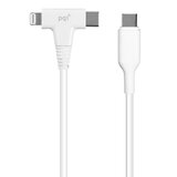 PQI 35W 雙孔氮化鎵 PD/QC3.0 快速充電器 附二合一 USB-C to USB-C/Lightning 雙頭充電線 120公分