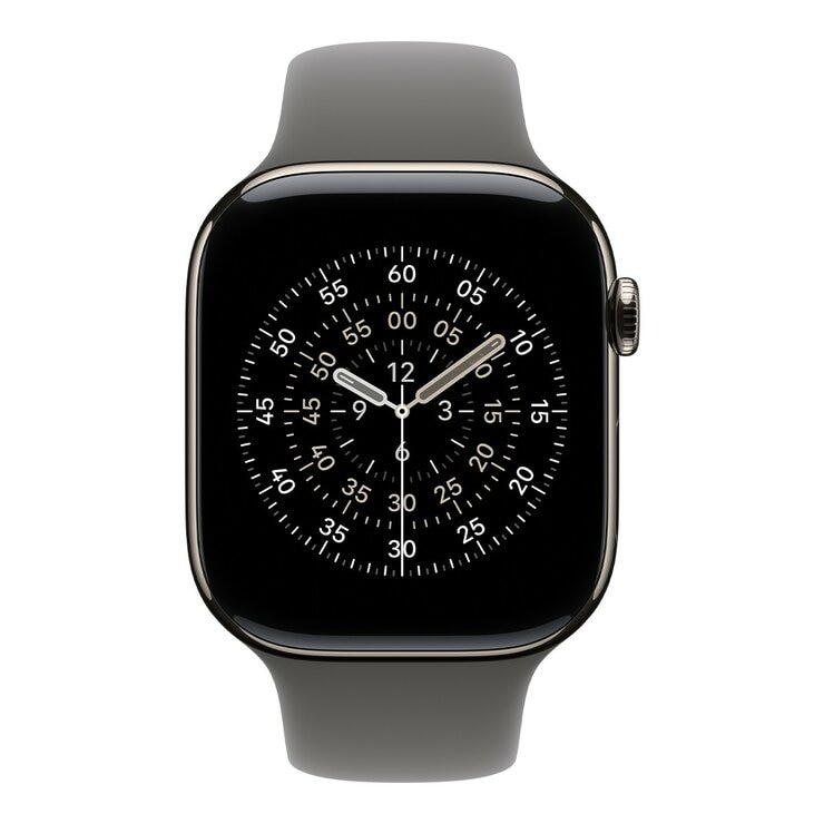 Apple Watch Series 11 GPS + 行動網路 46公釐 原色鈦金屬錶殼 附灰石色運動型錶帶 M/L Apple Watch Series 11 GPS + 行動網路 46公釐 原色鈦金屬錶殼 附灰石色運動型錶帶 M/L