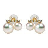 Tokyo Pearl 18K黃K金 4.5公釐 - 6.5公釐 Akoya 珍珠鑽石耳環