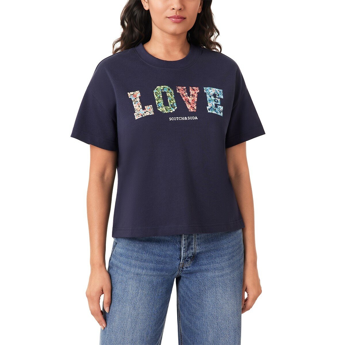 Scotch & Soda 女圓領短袖上衣 深藍